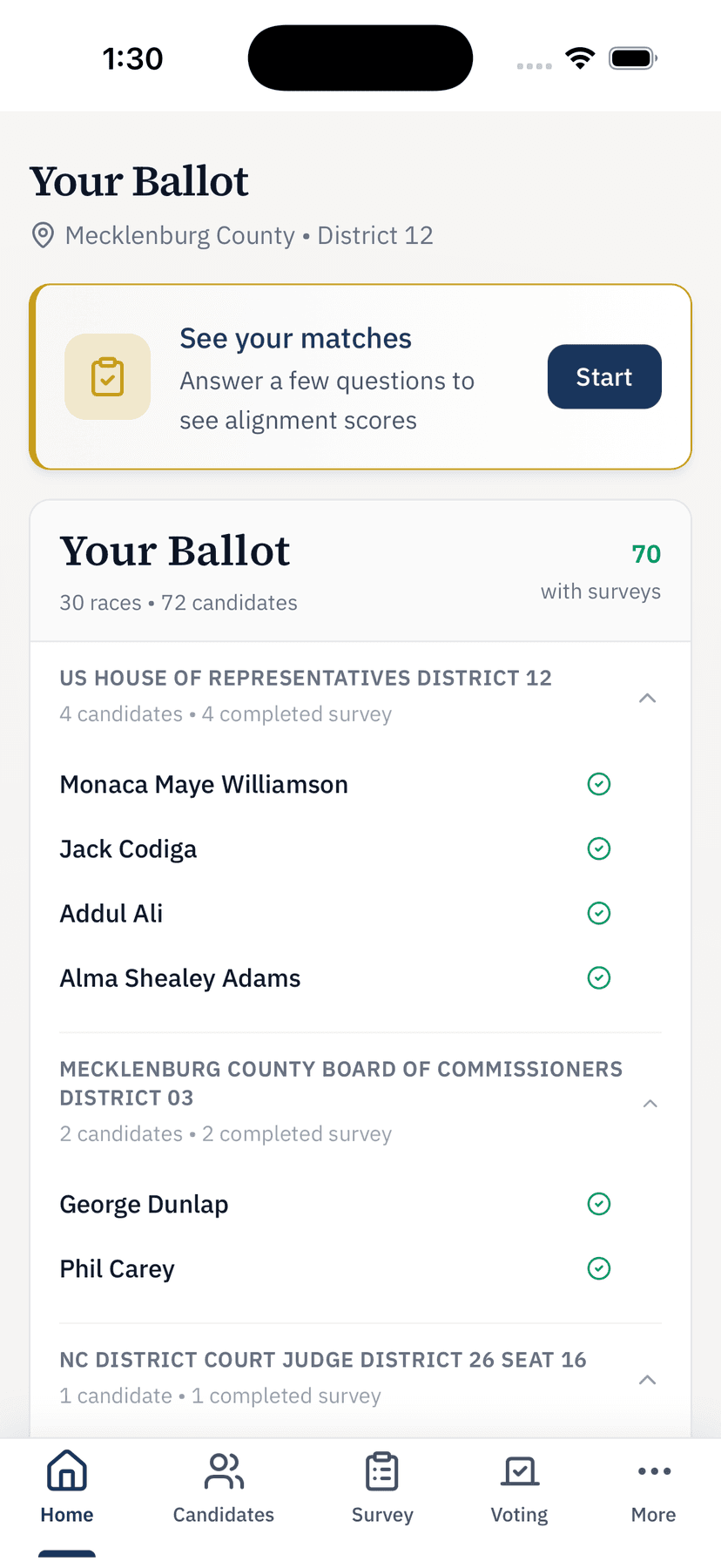 Your ballot screen